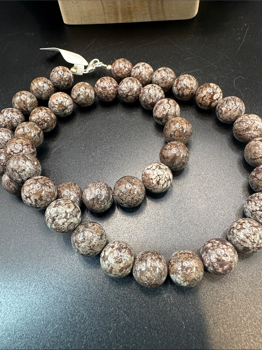 Chocolate Snowflake Obsidian Sterling 925 18” - Picture 2 of 4